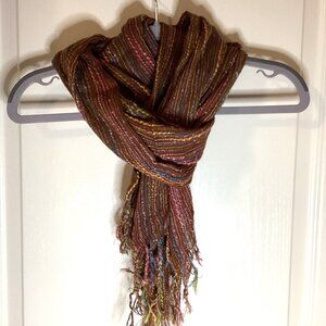 Max Nouveau Womens Long Scarf Brown Multicolored Earthy Tones Winter Neck Warmer